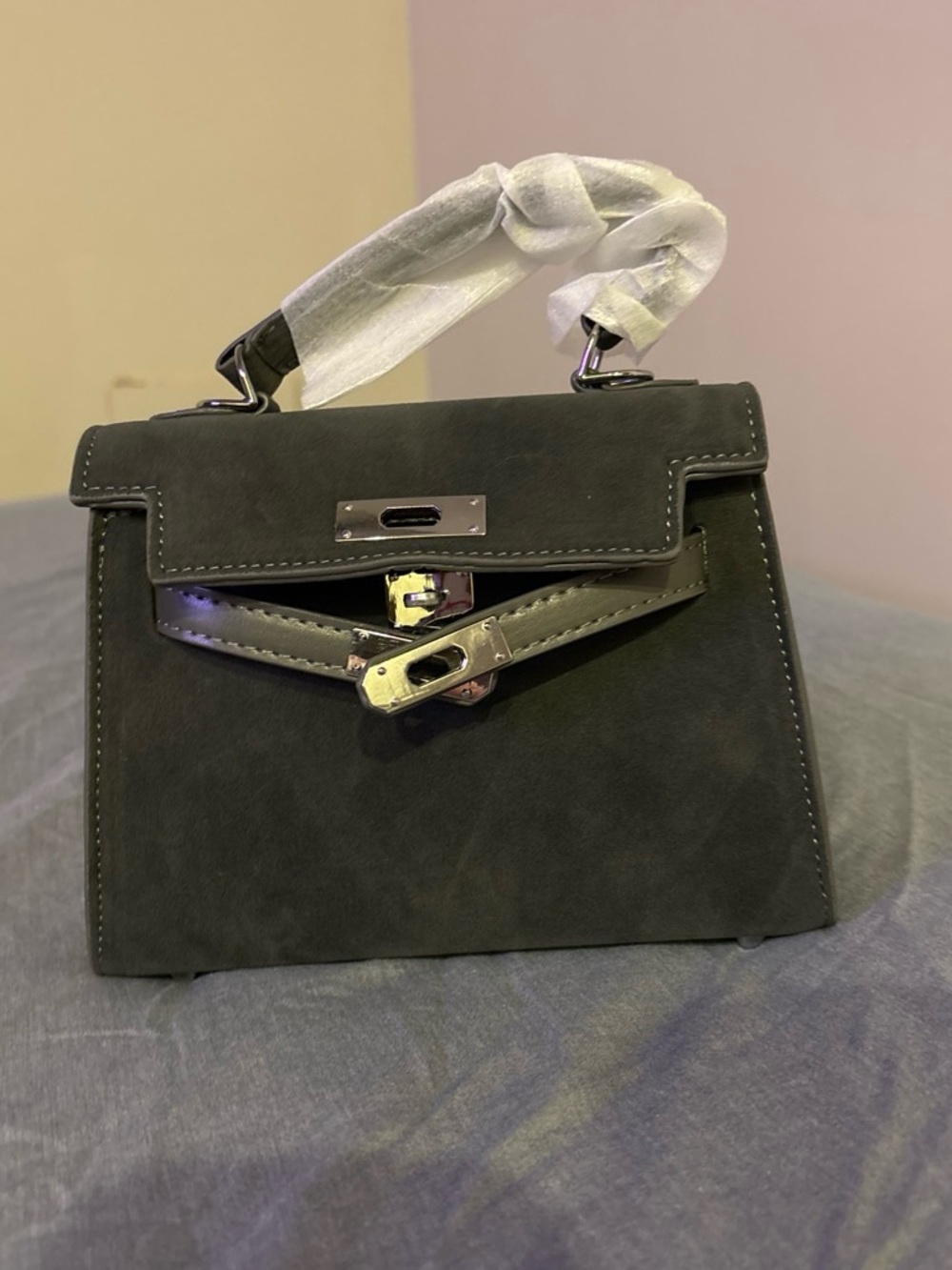 Fashion Nova Olive Green Top-Handle Satchel